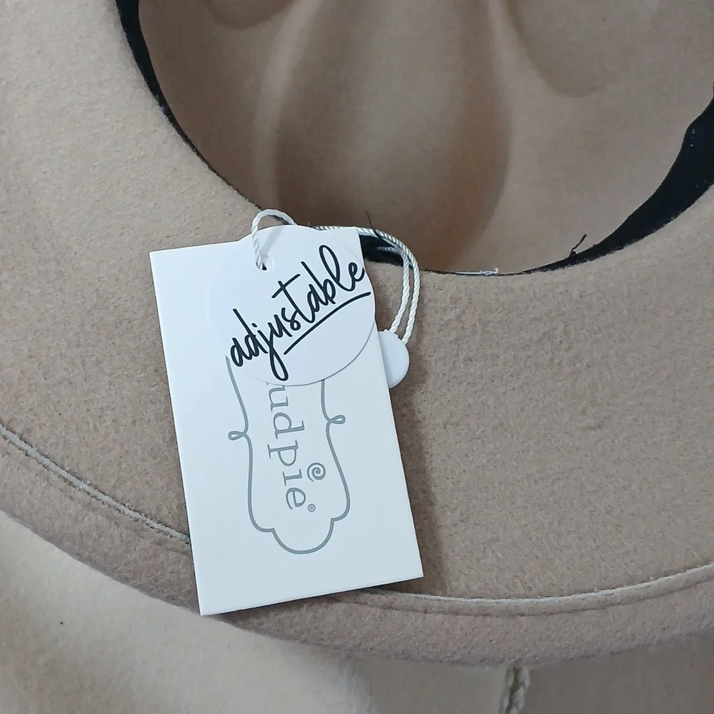 SALE NWT Mud Pie grosgrain Women's Fedora Hat Taupe - Picture 4 of 4